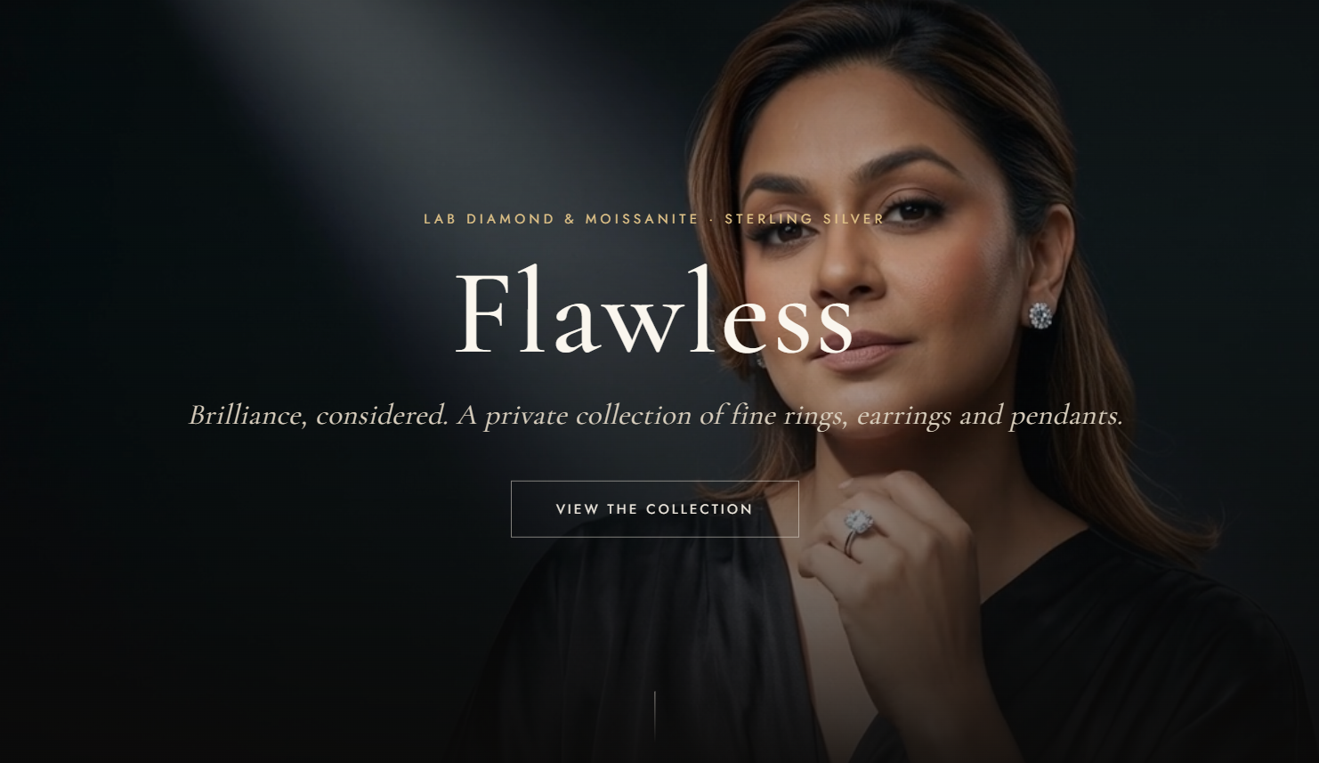 A woman wearing Flawless jewellery