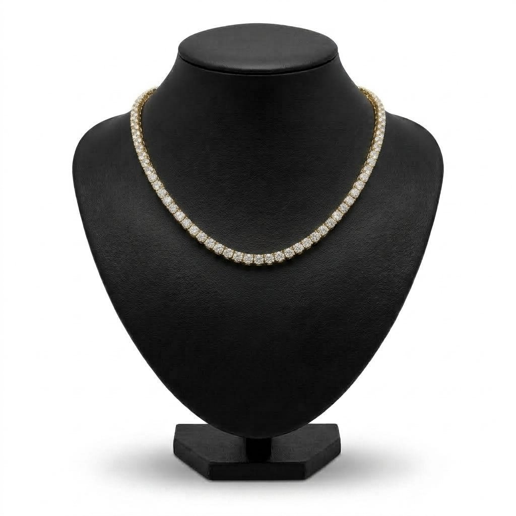 Half Eternity Necklace in 18K Yellow Gold