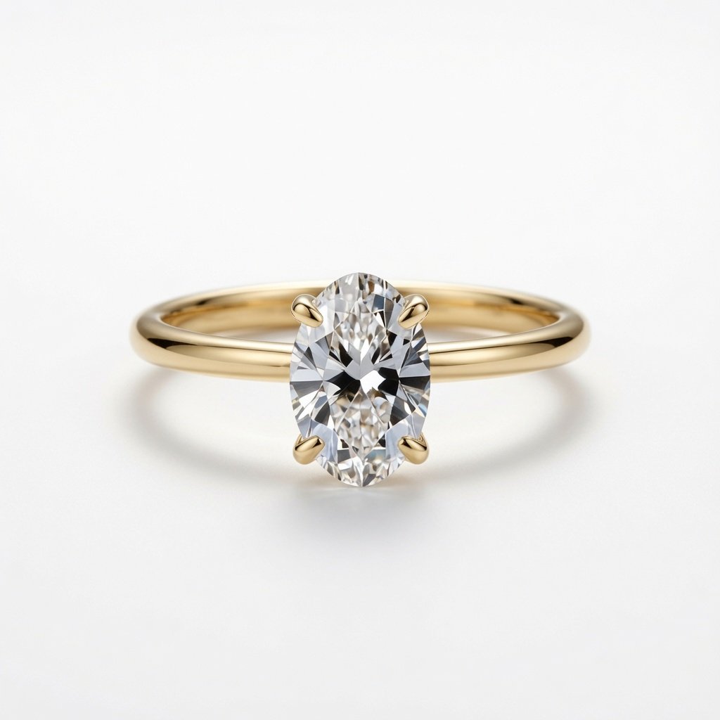 Oval Solitaire Ring in 18K Yellow Gold