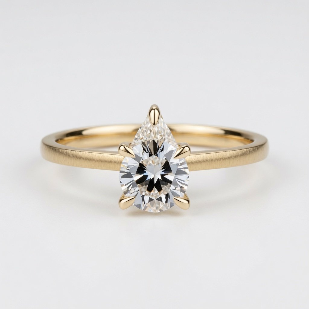 Pear Solitaire Ring in 18K Yellow Gold