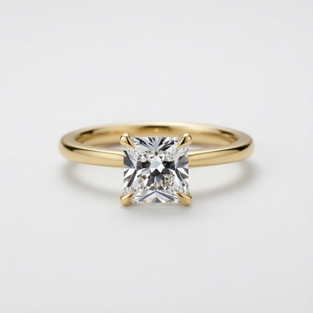 Princess Solitaire Ring in 18K Yellow Gold