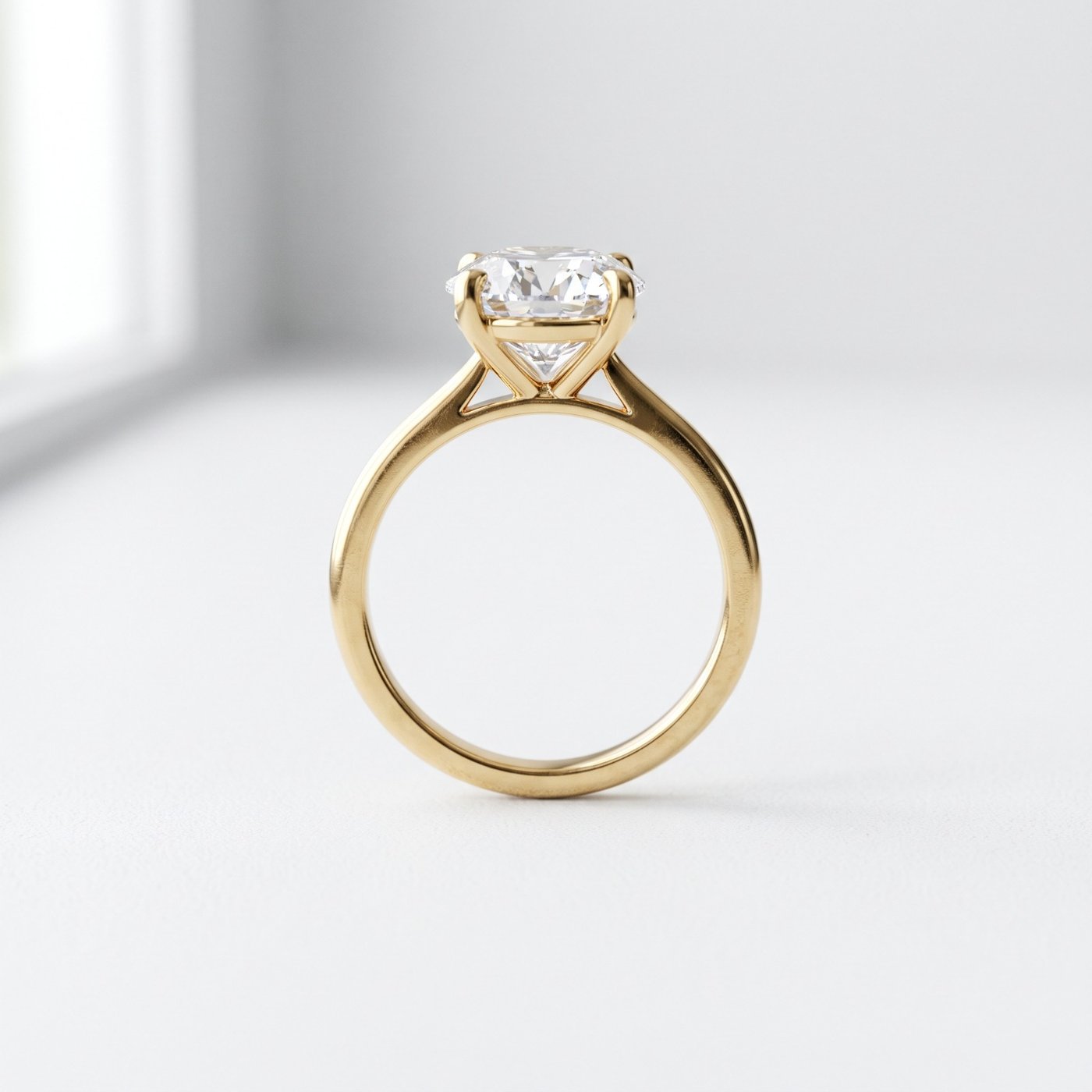 Round Solitaire Ring in 18K Yellow Gold