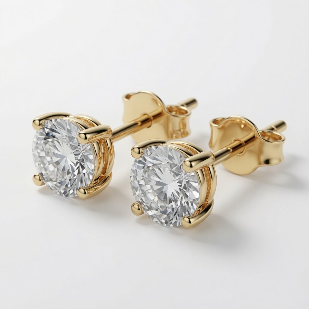 Solitaire Studs — 0.5 ct each in 18K Yellow Gold