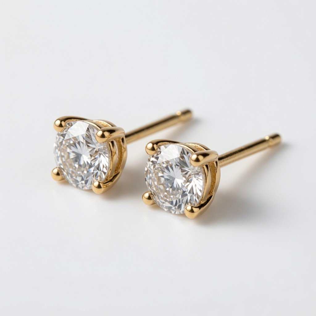 Solitaire Studs — 2 ct each in 18K Yellow Gold