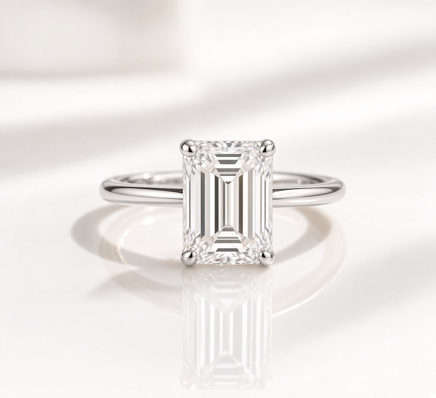 Emerald Solitaire Ring in 925 Sterling Silver