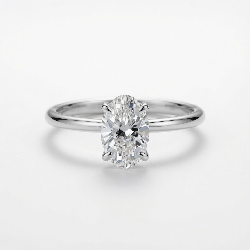Oval Solitaire Ring in 925 Sterling Silver