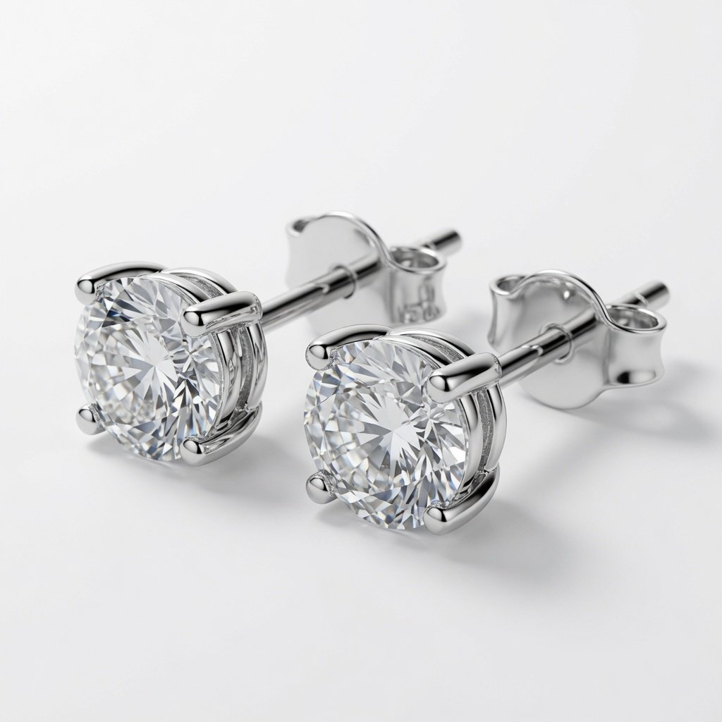 Solitaire Studs — 0.5 ct each in 925 Sterling Silver