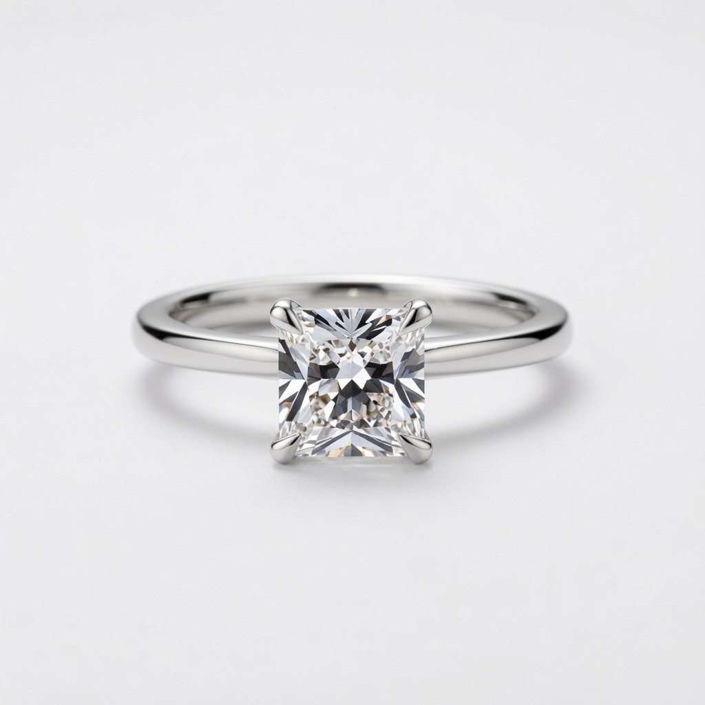 Princess Solitaire Ring in 18K White Gold