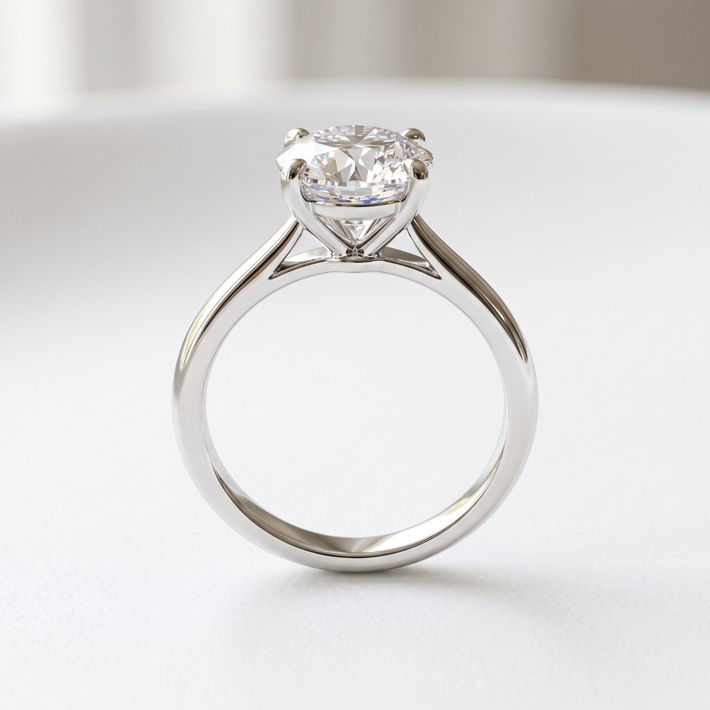 Round Solitaire Ring in 18K White Gold