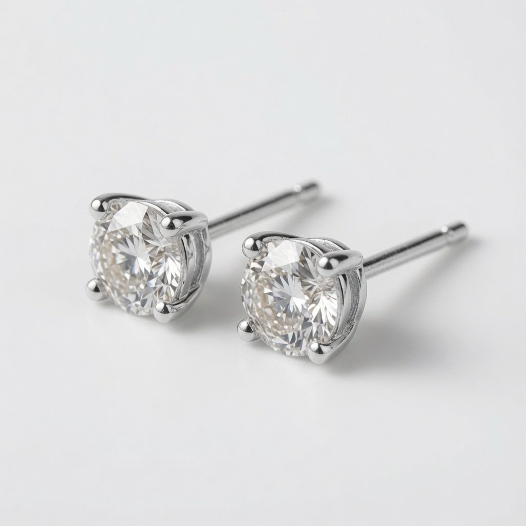 Solitaire Studs — 2 ct each in 18K White Gold